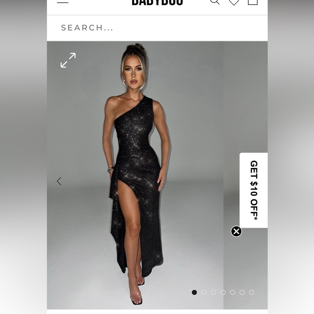 Black Sparkle One Shoulder Maxi Dress
